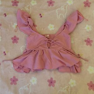 Urban Outfitters Pink Ruffle Babydoll Top Size XS